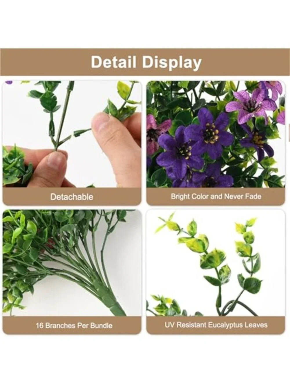 Fake Hanging Flowers Outdoor UV Resistant Faux Purple Daisy Porch Patio Decor